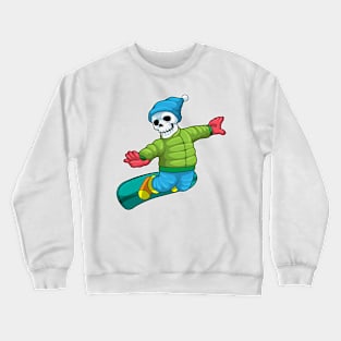 Skeleton as Snowboarder with Snowboard Crewneck Sweatshirt